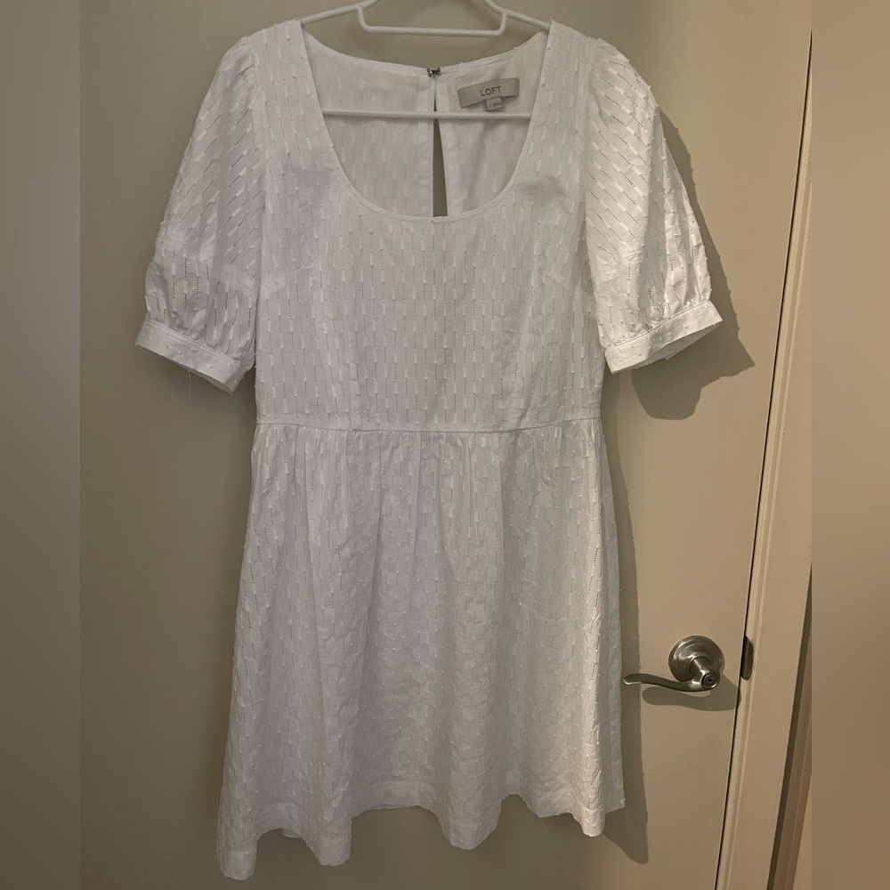 White Mini Dress with Bubble Sleeves